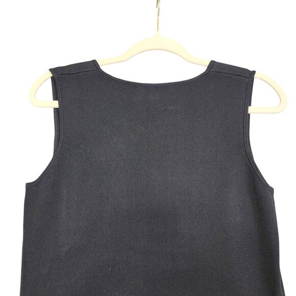 Joseph A Womens Vintage Ribbed Square Neck Tank Top Size Medium Black Stretch - Picture 4 of 8